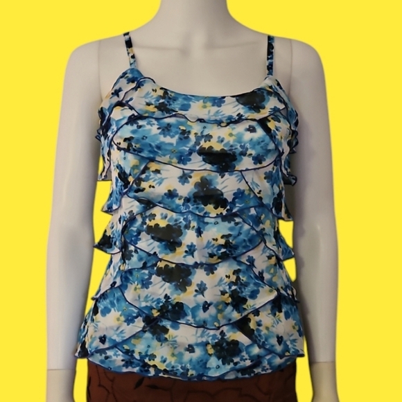 3/$30 Whbm 1990s Fairycore Floral Layered Spaghetti Strap Chiffon Slip Top - Picture 1 of 8